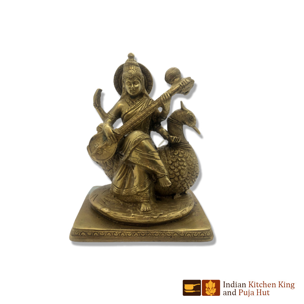 Saraswati Swan Brass Statue