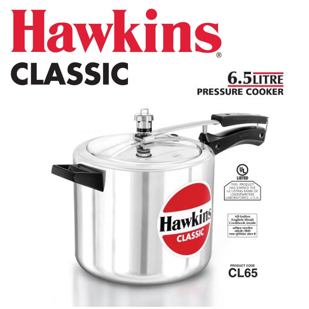 Hawkins Classic 6.5 L Pressure Cooker, Silver, 2.6 kg
