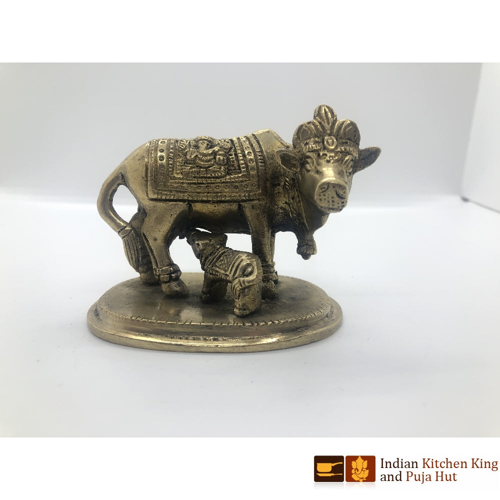 Designer Cow With Calf Brass Statue