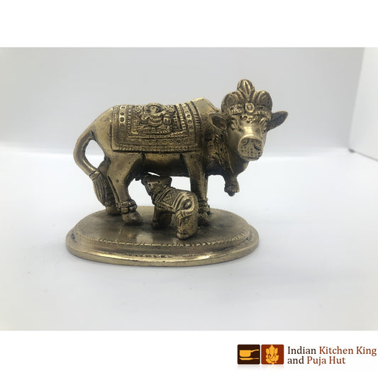 Designer Cow With Calf Brass Statue