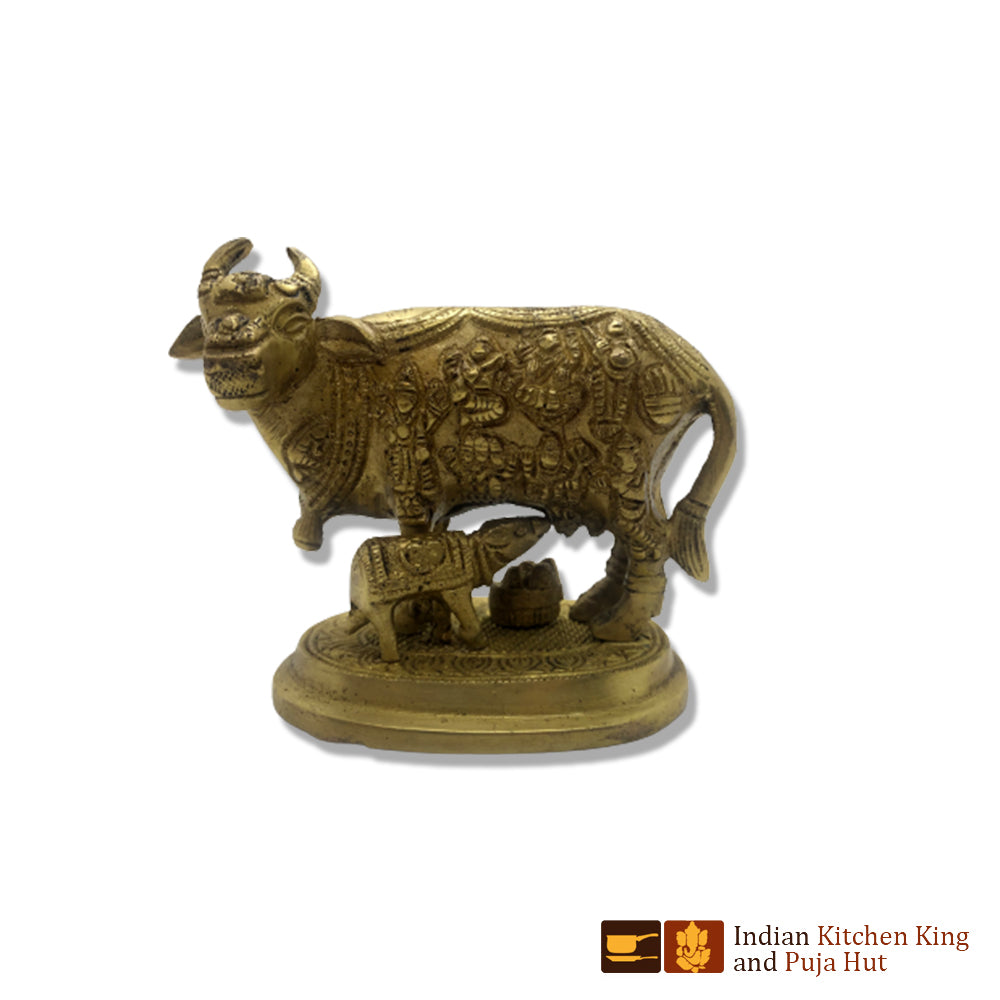 Kaam Denu Cow With Calf Brass Statue