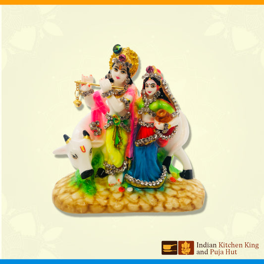 Radha Krishan With Gau Mata  (5.5 Inch)