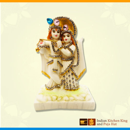 Decorated White Radha Krishan (6 Inch)