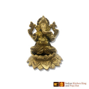 Lotus Ganesh Brass Statue